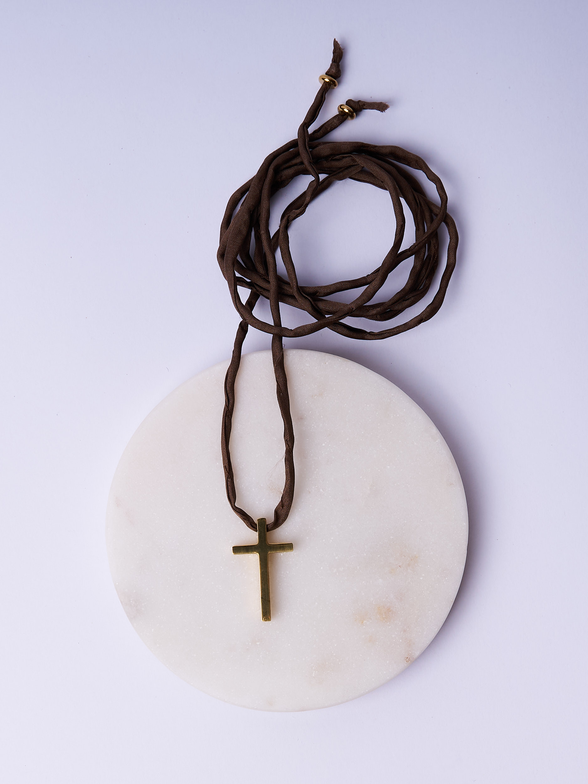 cross silk cord necklace